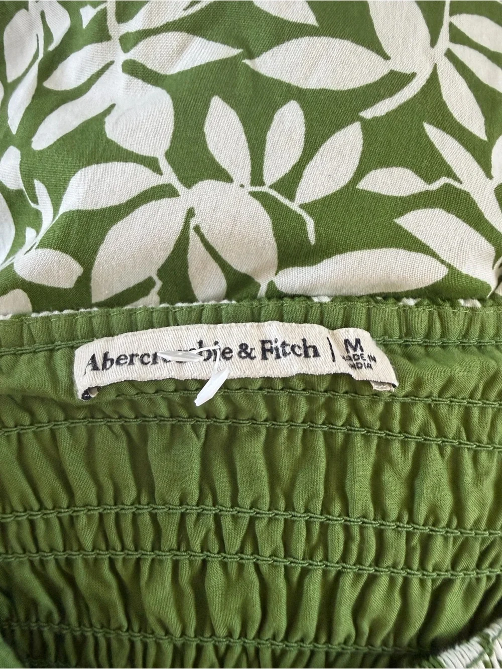 Abercrombie & Fitch Flutter Sleeve Smocked Midi Dress, has pockets - Medium